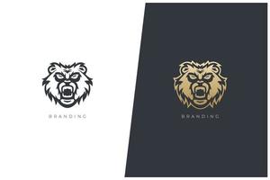 Angry Bear Grizzly Animals Vector Logo Concept Design