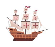 antique caravel boat vector