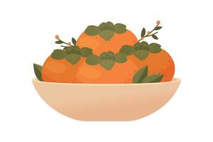 korean persimmon fruit vector