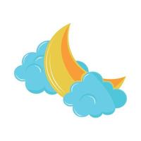 cloud and half moon vector