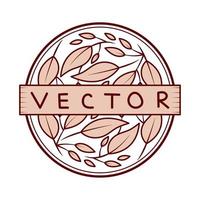 floral line badge vector