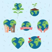 icons set earth day vector