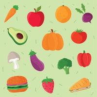 set of healthy food vector