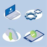 icons set cyber security vector