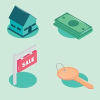 set isometric real estate vector