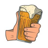 hand with beer glass icon vector