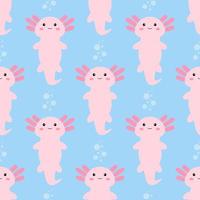 Cute cartoon axolotl. Seamless pattern. Vector. vector