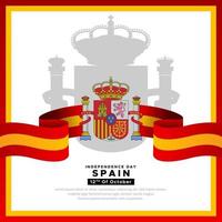 diseño moderno y sorprendente del día de la independencia de españa con vector de bandera ondulada