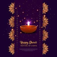 Happy Diwali Festival Of Lights Holiday Design vector with glitter light effect