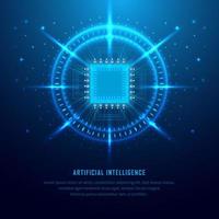 Modern Artificial intelligence background. Technology Science Day background with chipset, hand and geometric elements vector. vector