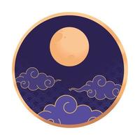 chinse night cloud and moon vector