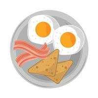 desayuno de huevos y tocino vector