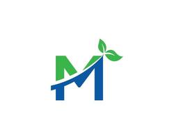 letra m naturaleza hoja verde simple logotipo diseño concepto vector símbolo ilustración.