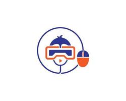 Metaverse And Virtual Reality Glasses With Computer Maus Logo Vector Template.