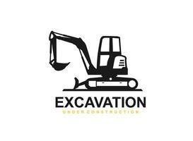 Heavy equipment logo vector for construction company. Excavator logo template vector. Creative excavator illustration for logo template.