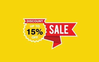 15 Percent discount offer, clearance, promotion banner layout with sticker badge. vector