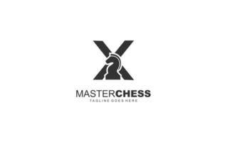 X  logo CHESS for branding company. HORSE template vector illustration for your brand.