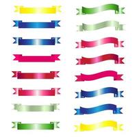 Mini popular set of different color ribbons on white background. Two pillars with random style and colors. Vector Illustration.