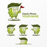 Mascot character concept design classic phone. cell phone. vector