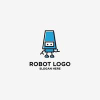 Cute robot simple character logo design vector