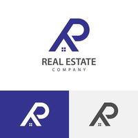 diseño de logotipo de vector de letra rp moderna para bienes raíces, construcción, hogar, bienes raíces, edificio, símbolo de logotipo de propiedad