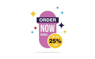 25 Percent discount offer, clearance, promotion banner layout with sticker badge. vector