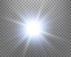 destello de lente de luz solar azul, destello de sol con rayos y foco. ilustración vectorial vector