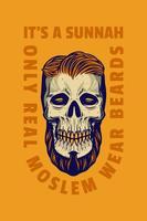 skull head wear wig card poster vector illustration