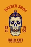 skull head with hair card poster vector illustration