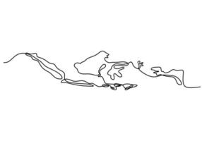 One continuous single line hand drawing of indonesia islands vector