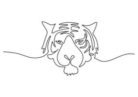 One continuous single line of international tiger day with tiger head vector