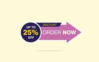 25 Percent discount offer, clearance, promotion banner layout with sticker badge. vector