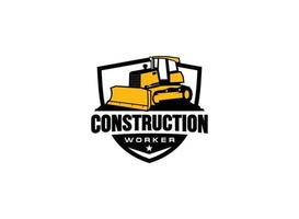 Dozer  logo vector for construction company. Heavy equipment template vector illustration for your brand.