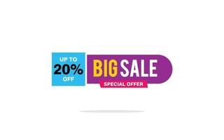 20 Percent discount offer, clearance, promotion banner layout with sticker badge. vector
