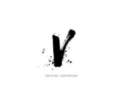 V Initial brush handwriting or handwritten logo for identity. Logo with signature and hand drawn style. vector