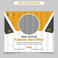 publicación de plantilla editable llamativa para anuncios en redes sociales. anuncios de banner web para diseño de promoción con color amarillo y negro. vector