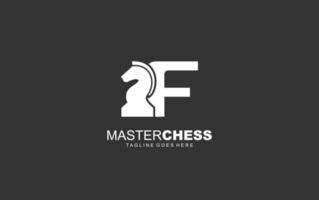 F  logo CHESS for branding company. HORSE template vector illustration for your brand.