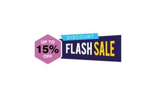 15 Percent discount offer, clearance, promotion banner layout with sticker badge. vector