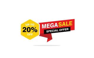 20 Percent discount offer, clearance, promotion banner layout with sticker badge. vector