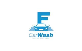 lavado de autos con logo f para identidad. ilustración de vector de plantilla de coche para su marca.