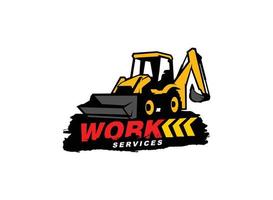 Backhoe logo vector for construction company. Heavy equipment template vector illustration for your brand.