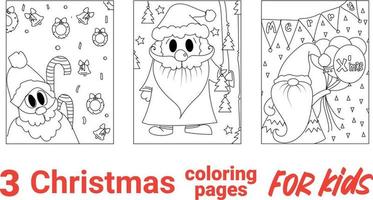 página para colorear de un lindo muñeco de nieve de dibujos animados con árbol de navidad. ilustración vectorial en blanco y negro sobre fondo blanco. vector