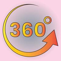 360 degree views of vector circle icons set isolated from the background. Signs with arrows to indicate the rotation or panoramas to 360 degrees. Vector illustration