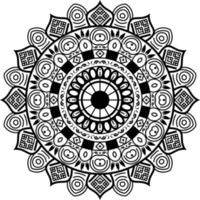 Round mandala with floral pattern. Black and white coloring page . Vector design.,  Decorative circle ornament in ethnic oriental style