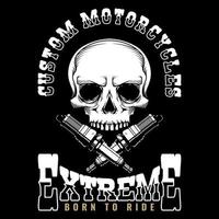 custom motorcycles badges vector illustration with skull and pc