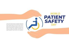 World patient safety day background with two hands and safety symbol vector