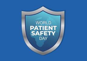 World patient safety day background with earth map and shield vector