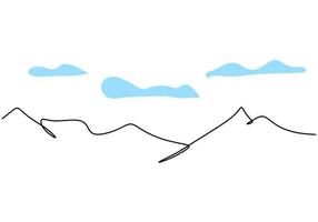 One continuous single line hand drawing of mountain view vector