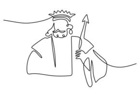 One continuous single line hand drawing of king man vector