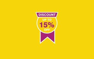 15 Percent discount offer, clearance, promotion banner layout with sticker badge. vector